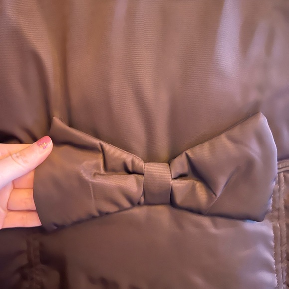 Chocolate Brown Down Filled High Neck Parka with Rear Bow - Picture 8 of 12